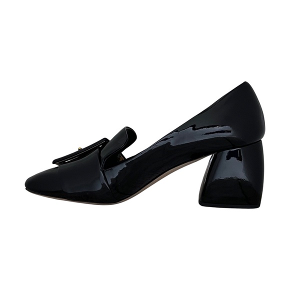 Miu Miu Womens Black Patent Leather Big Buckle Block Heel Loafers Shoes 37, US 7 - Picture 5 of 11